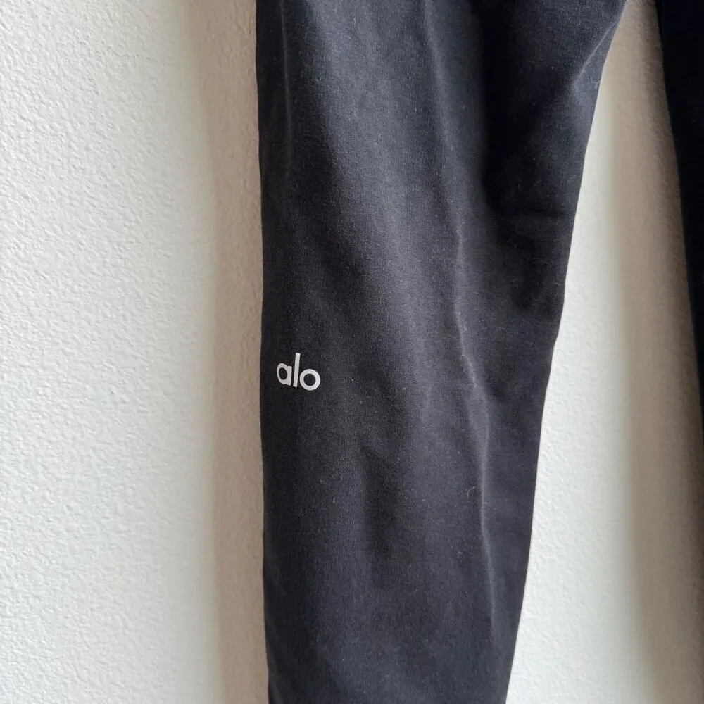 Alo Women Sweatpant Medium? Black Drawstring Waist Modal Athleisure Jogger Logo
